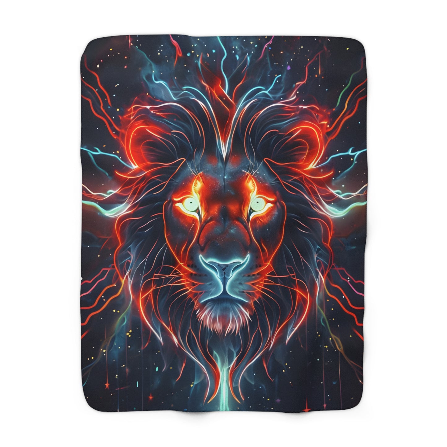 Cosmic Lion Sherpa Fleece Blanket, Cozy Throw for Spiritual Decor, Unique Gift for Animal Lovers, Magical Home Accent - Lion Sherpa Blanket,