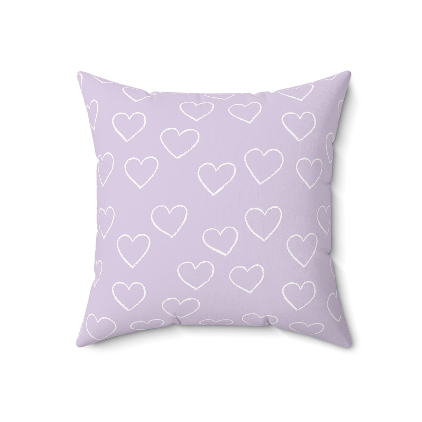 Purple Heart Design Spun Polyester Square Pillow - Kids Pillow, Her Gift, Room Pillow, Heart Design