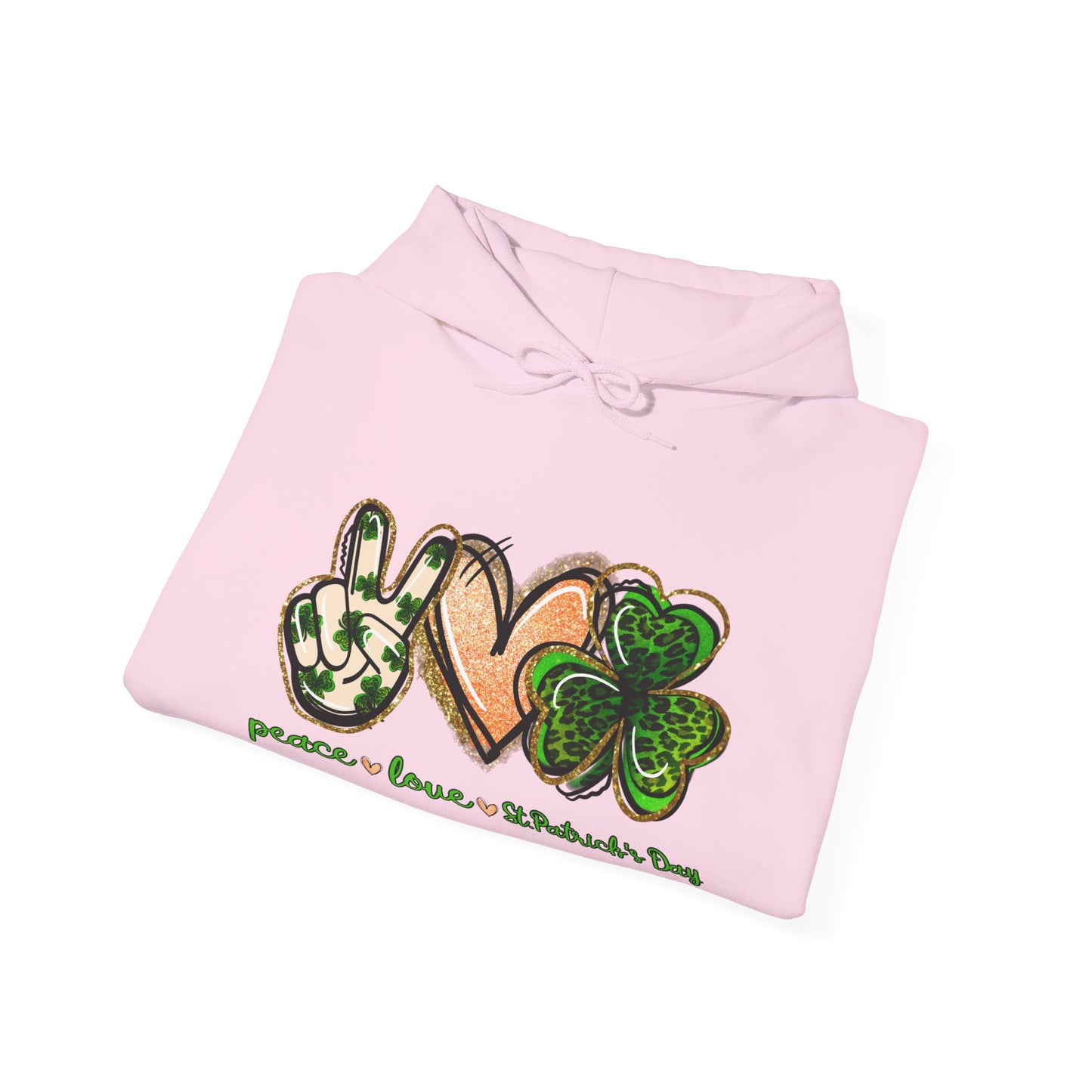 Peace Love Shamrocks Unisex Hoodie, St. Patricks Day Sweatshirt, Irish Gift, Eco-Friendly Clothing, Cozy Casual Wear