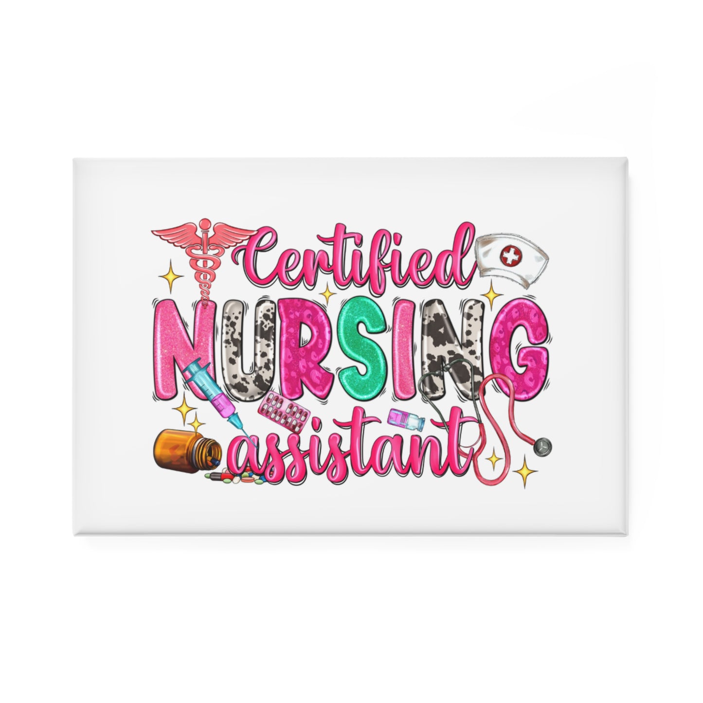 CNA Magnet, Healthcare Gift, Fridge Decor, Nursing School Graduation, Rectangle Button Magnet, Nurse Assistant Accessory