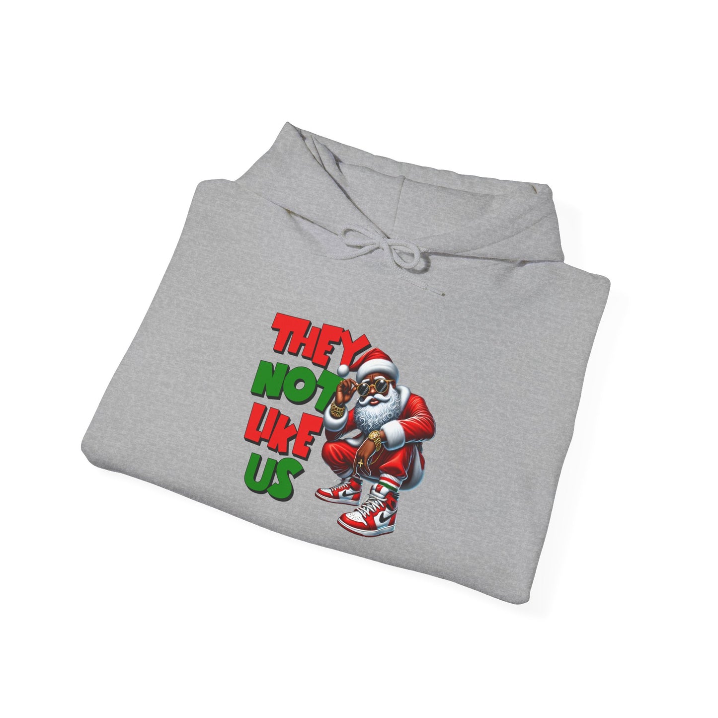 Festive Santa Graphic Hoodie - 'They Not Like Us' Unisex Heavy Blend Sweatshirt