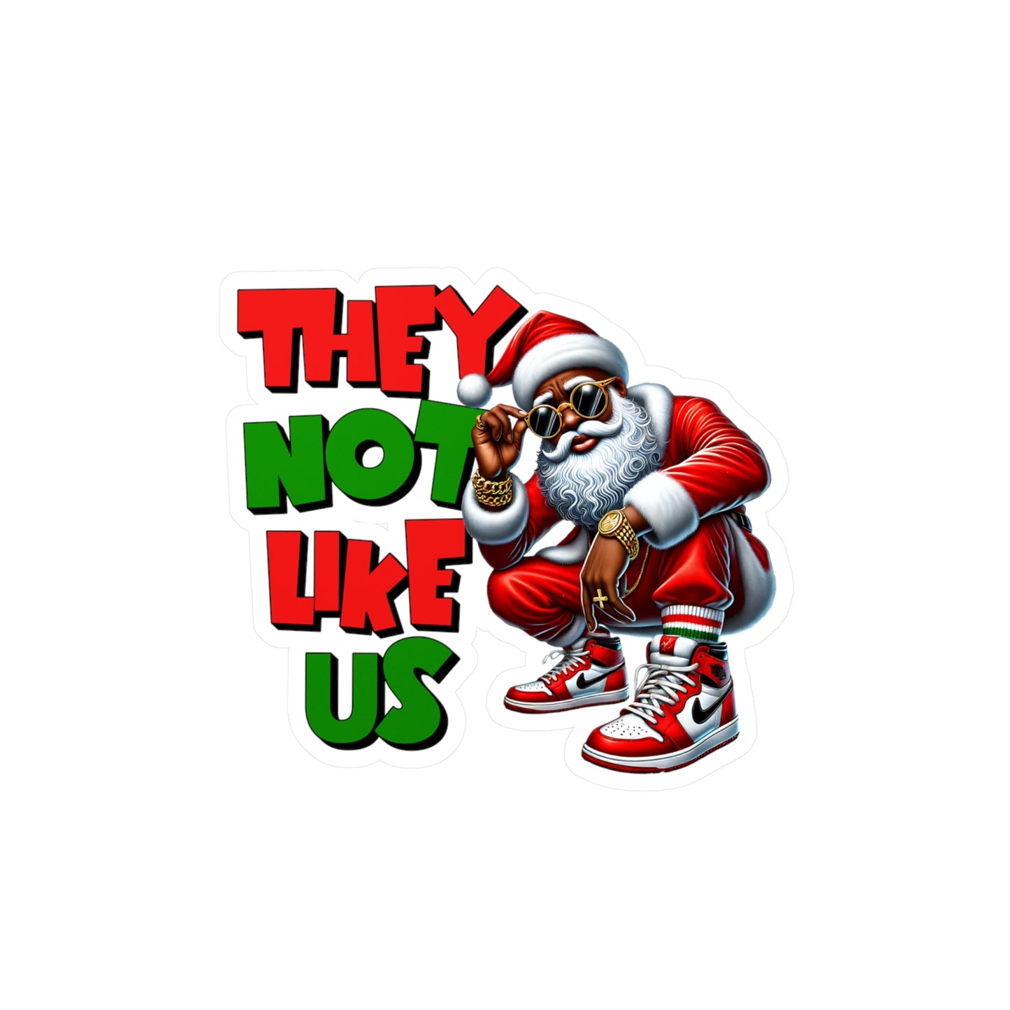 Festive Santa Vinyl Decals - "They Not Like Us" Stickers for Holiday Decor