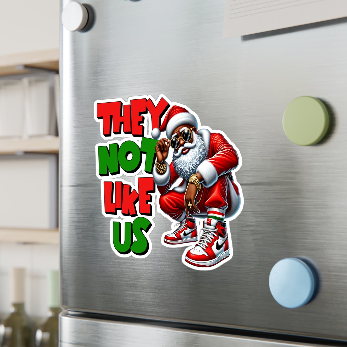 Festive Santa Vinyl Decals - "They Not Like Us" Stickers for Holiday Decor