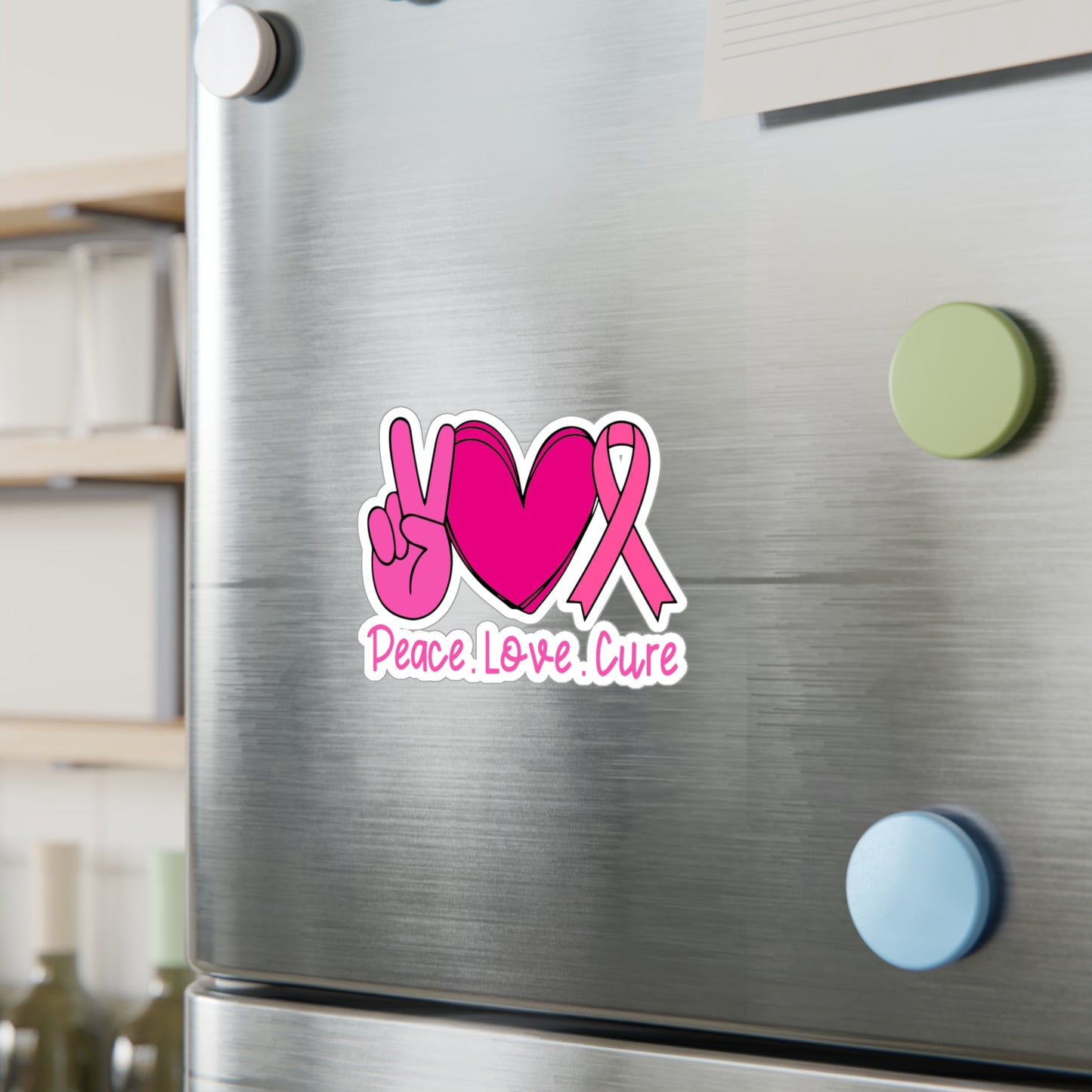 Peace Love Cure Vinyl Decals - Pink Ribbon Stickers for Awareness & Support