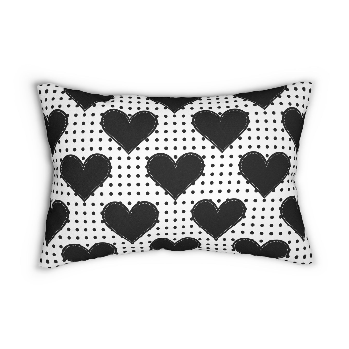 Black Heart Polka Dot Lumbar Pillow – Cozy Home Decor Accent