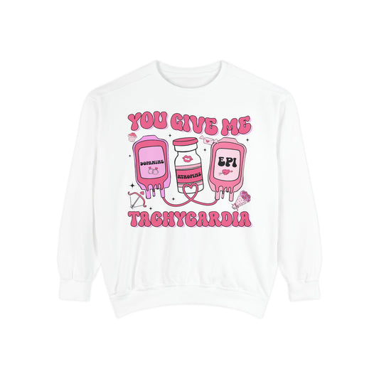 Heartbeat Sweatshirt, Cute 'You Give Me Tachycardia', Cozy Pullover, Valentine's Day Gift, Trendy Top