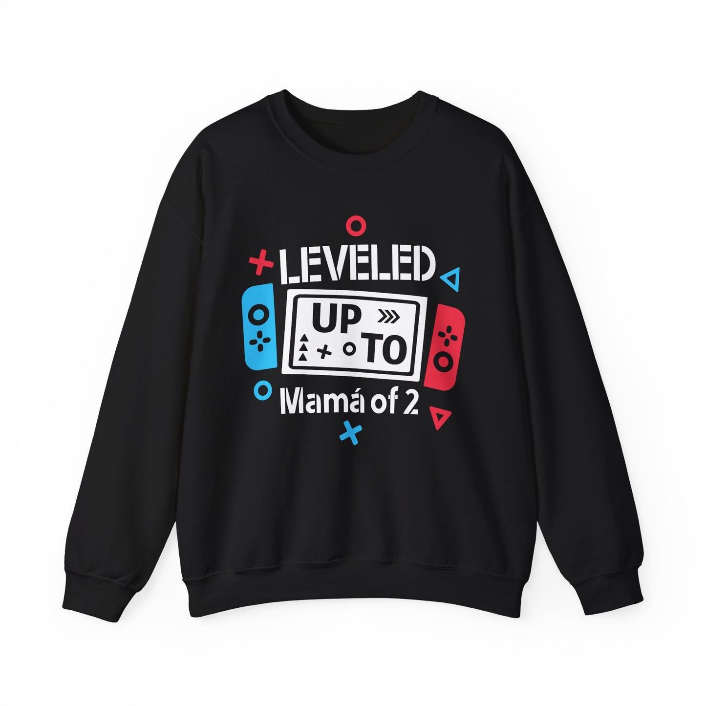 Gaming Mom Crewneck Sweatshirt - "Leveled Up to Mama of 2"