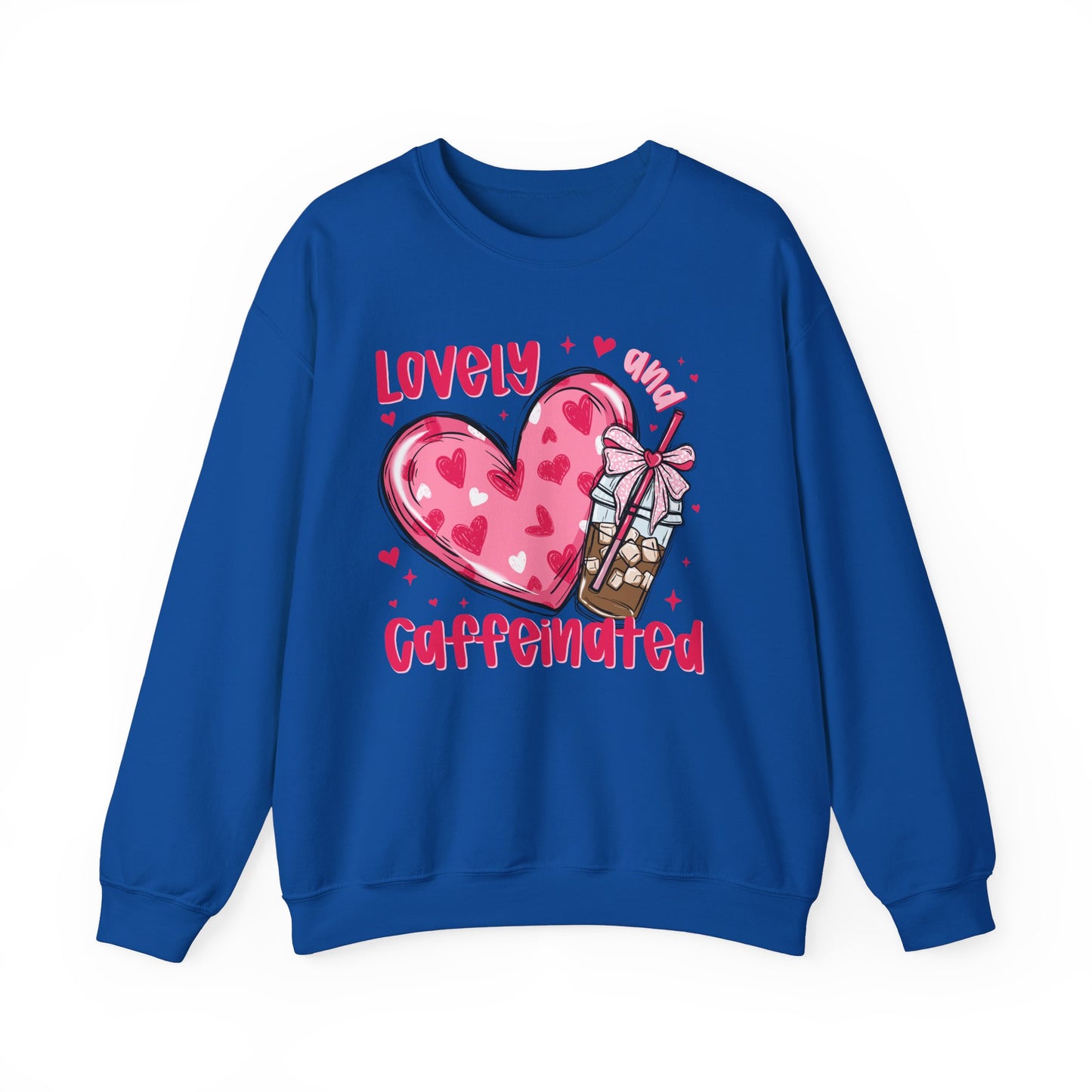 Lovely Caffeinated Heart Sweatshirt, Cozy Coffee Lover Gift, Valentines Day, Cute Her, Comfy Casual Wear, Unisex Pullover, Warm Jumper