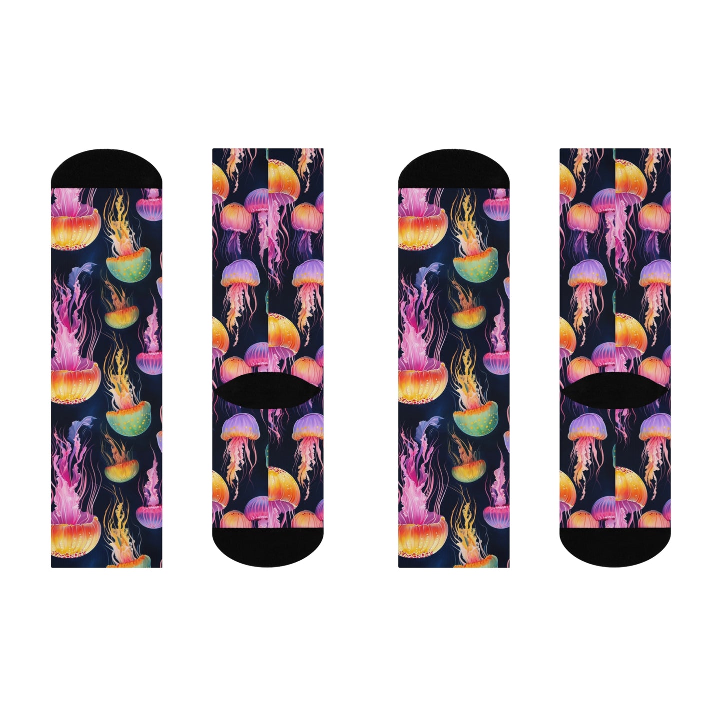 Vibrant Jellyfish Crew Socks, Fun Gift for Ocean Lovers, Comfortable Fashion, Unique Wearable Art, Summer Essentials, Festival Wear