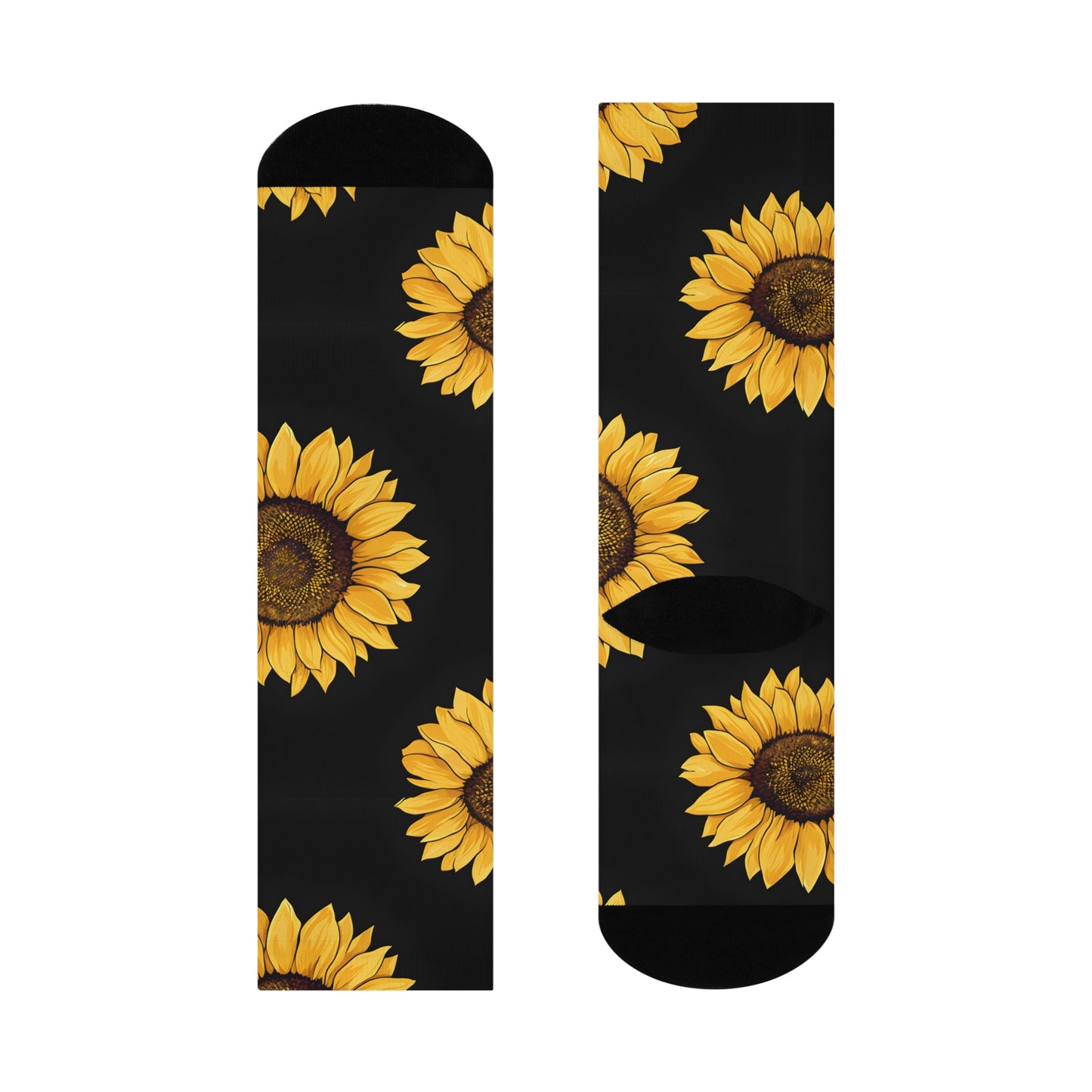 Sunflower Cushioned Crew Socks, Comfortable Floral Socks, Gift for Her, Spring Fashion, Perfect for Casual Wear, Vacation Essentials