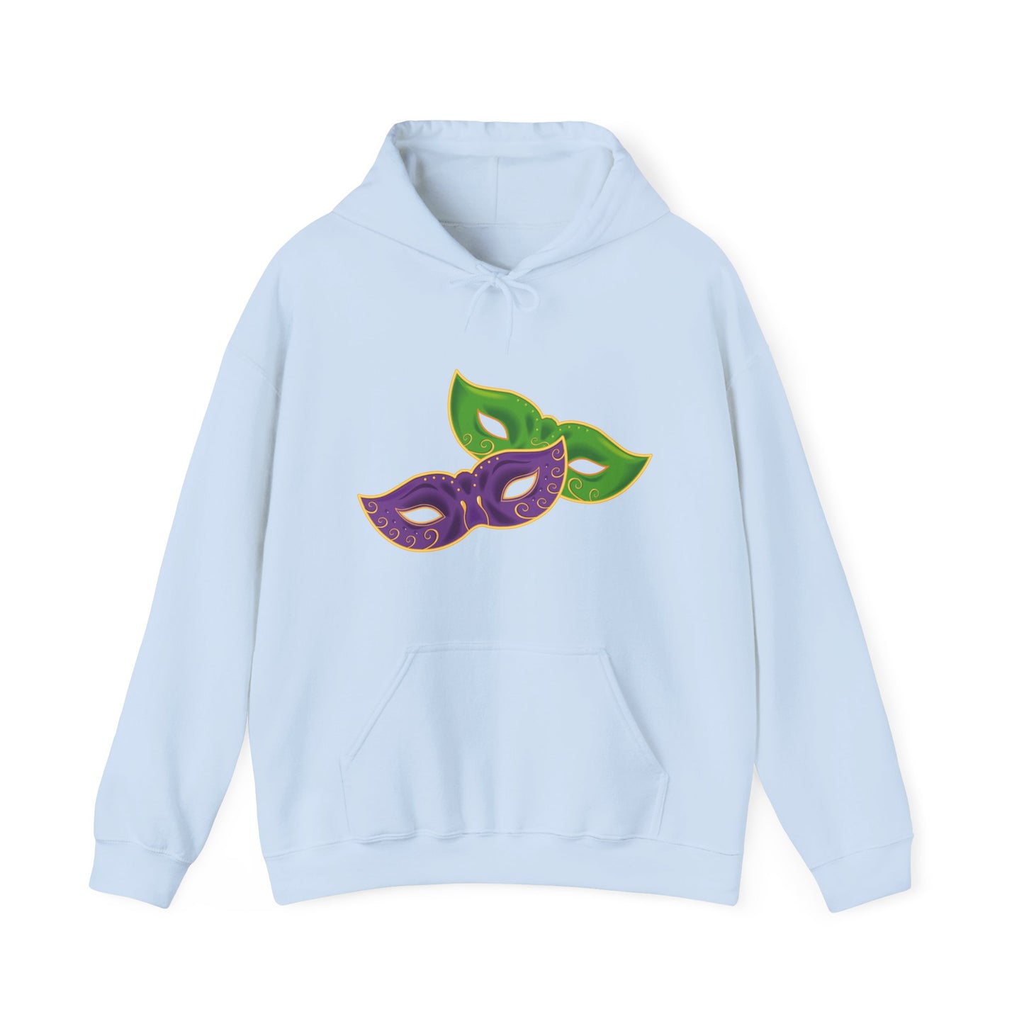 Mardi Gras Celebration Hoodie, Unisex Heavy Blend Sweatshirt, Fun Graphic Pullover, Party Apparel, Carnival Clothing, Festival Outfit