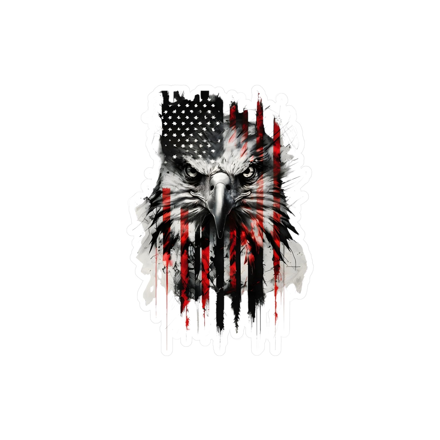 Patriotic Eagle Kiss-Cut Vinyl Decal - Bold American Flag Design