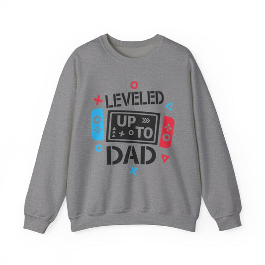 'Leveled Up to Dad' Unisex Crewneck Sweatshirt for Gamers