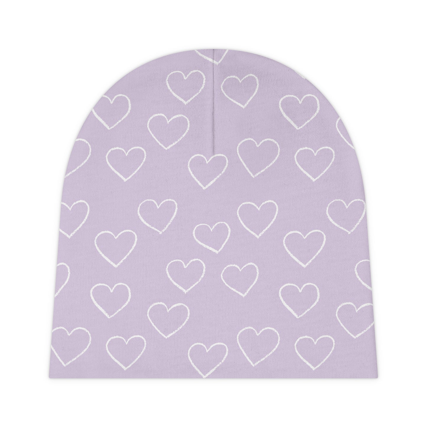 Cute Purple Baby Beanie with Heart Pattern - Perfect for Newborns and Baby Showers