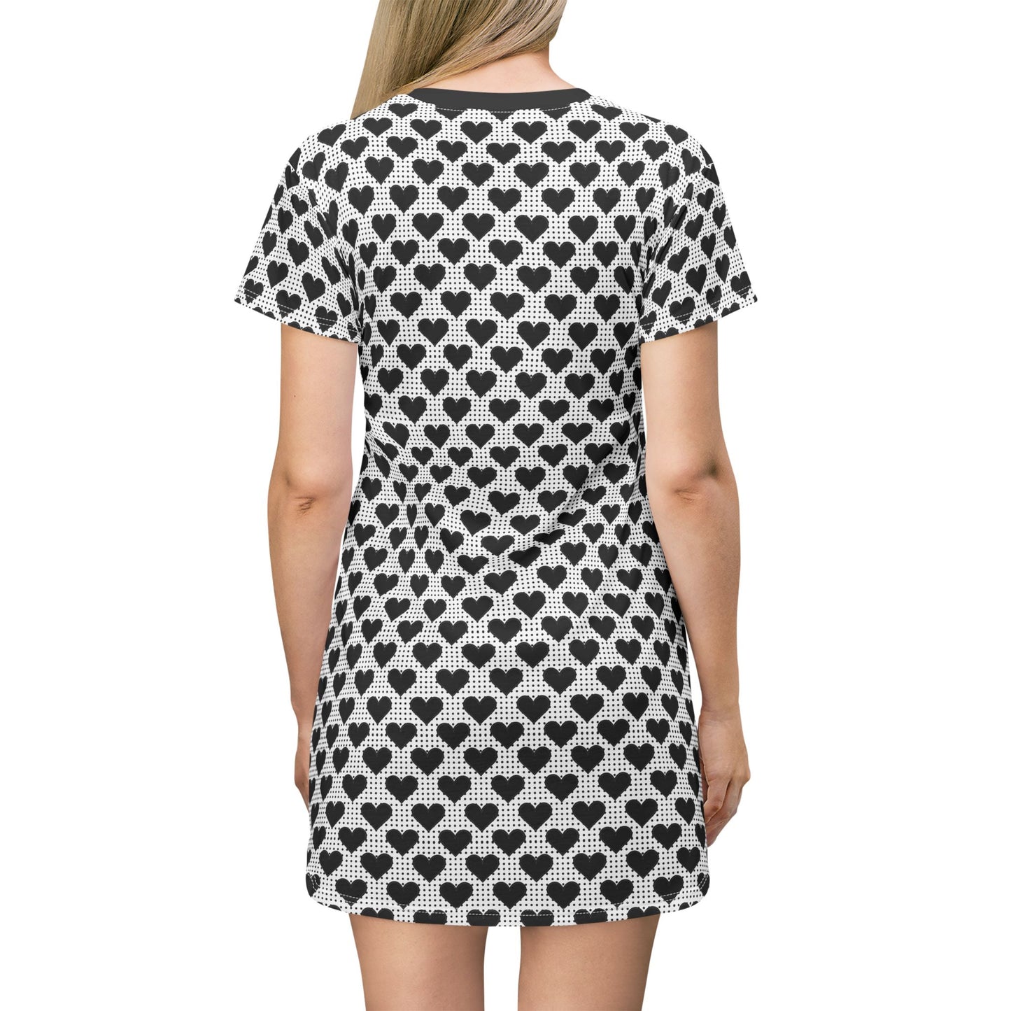 Heart Print T-Shirt Dress for Casual Wear