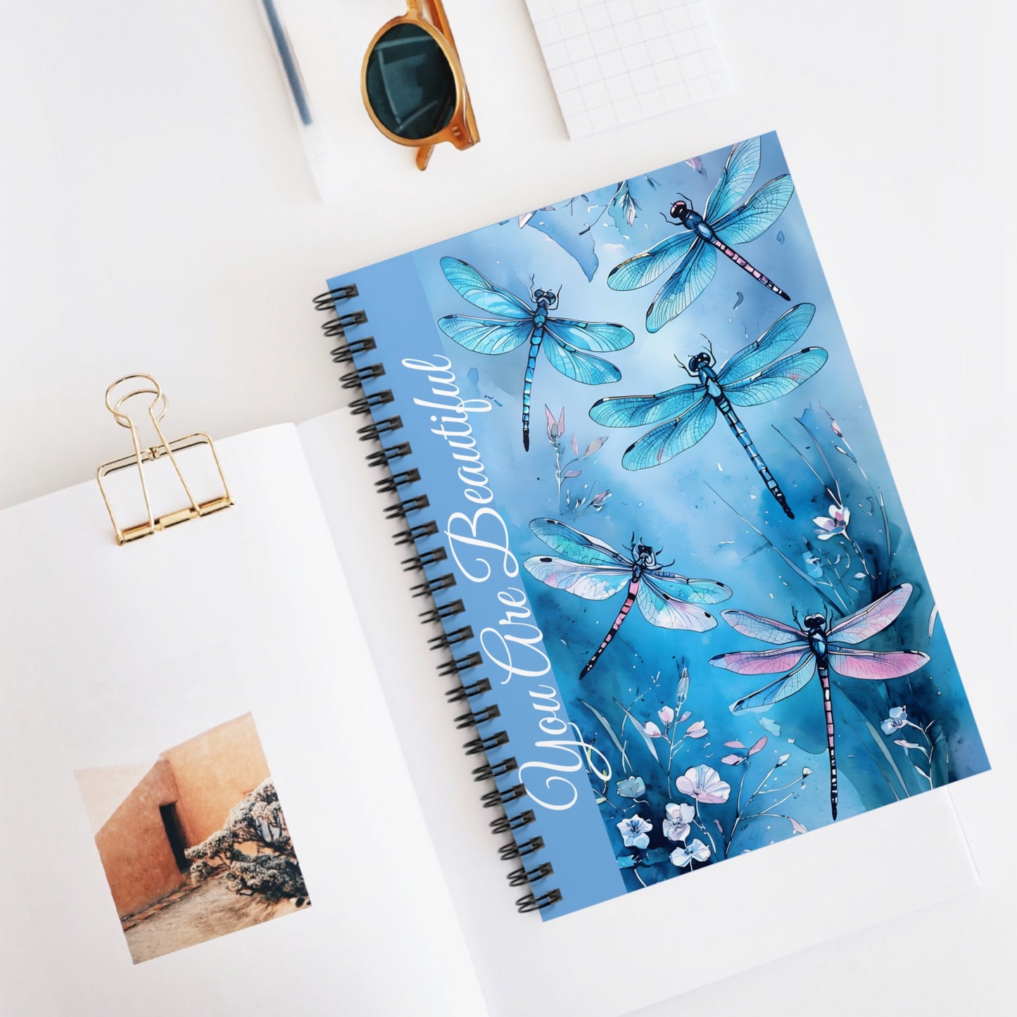 You Are Beautiful Dragonfly Spiral Notebook - Ruled Line for Inspirational Notes