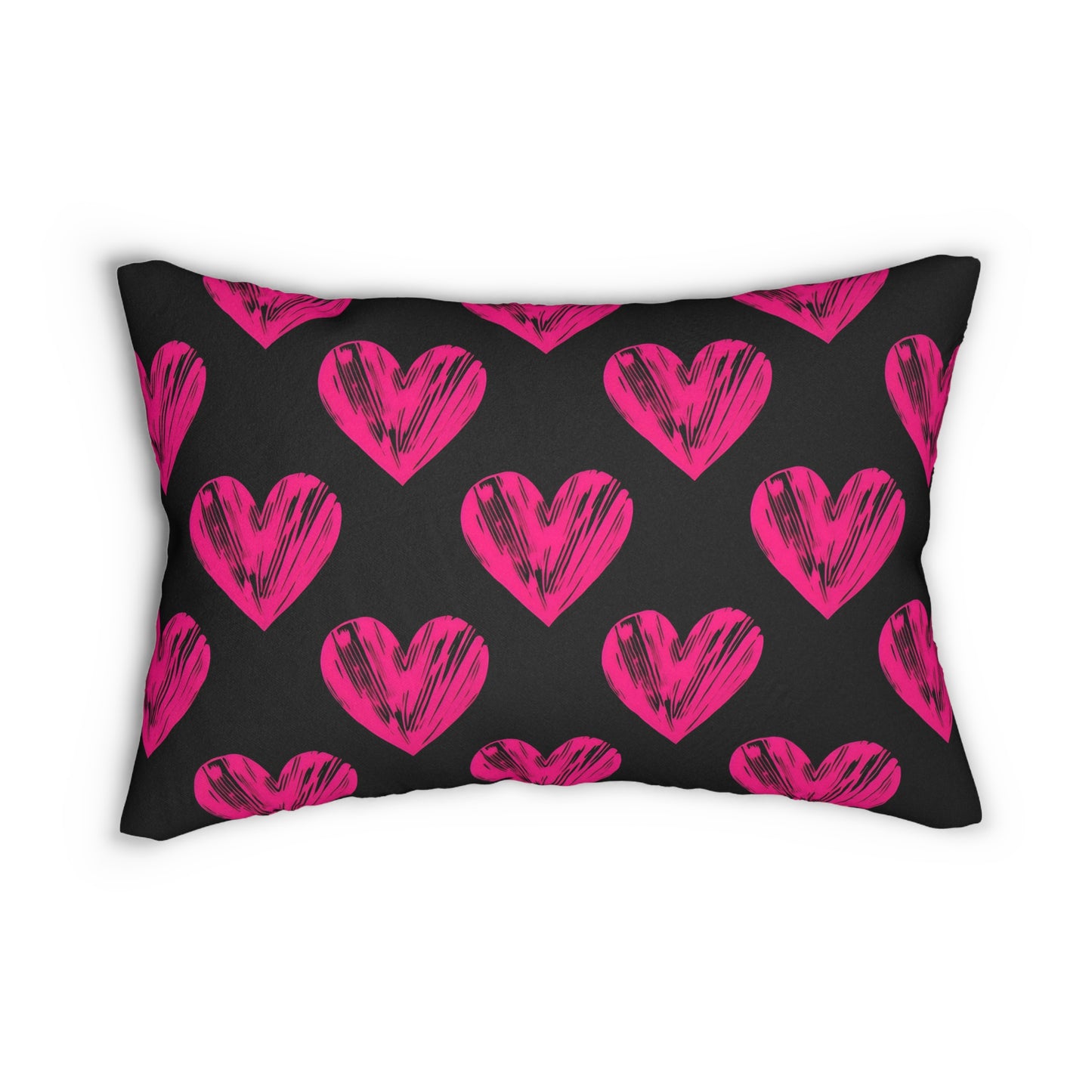 Bold Pink Heart Lumbar Pillow - Stylish Accent for Love-filled Spaces