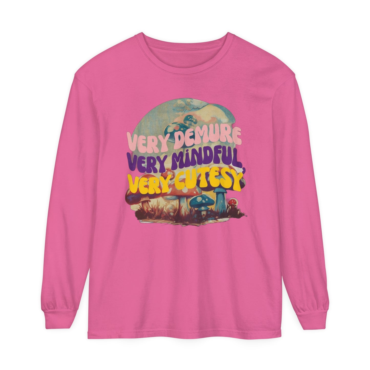 Mindful Vibes Unisex Long Sleeve T-Shirt, Cute Gift for Friends, Vintage Tee, Casual Wear, Everyday Comfort , mushroom