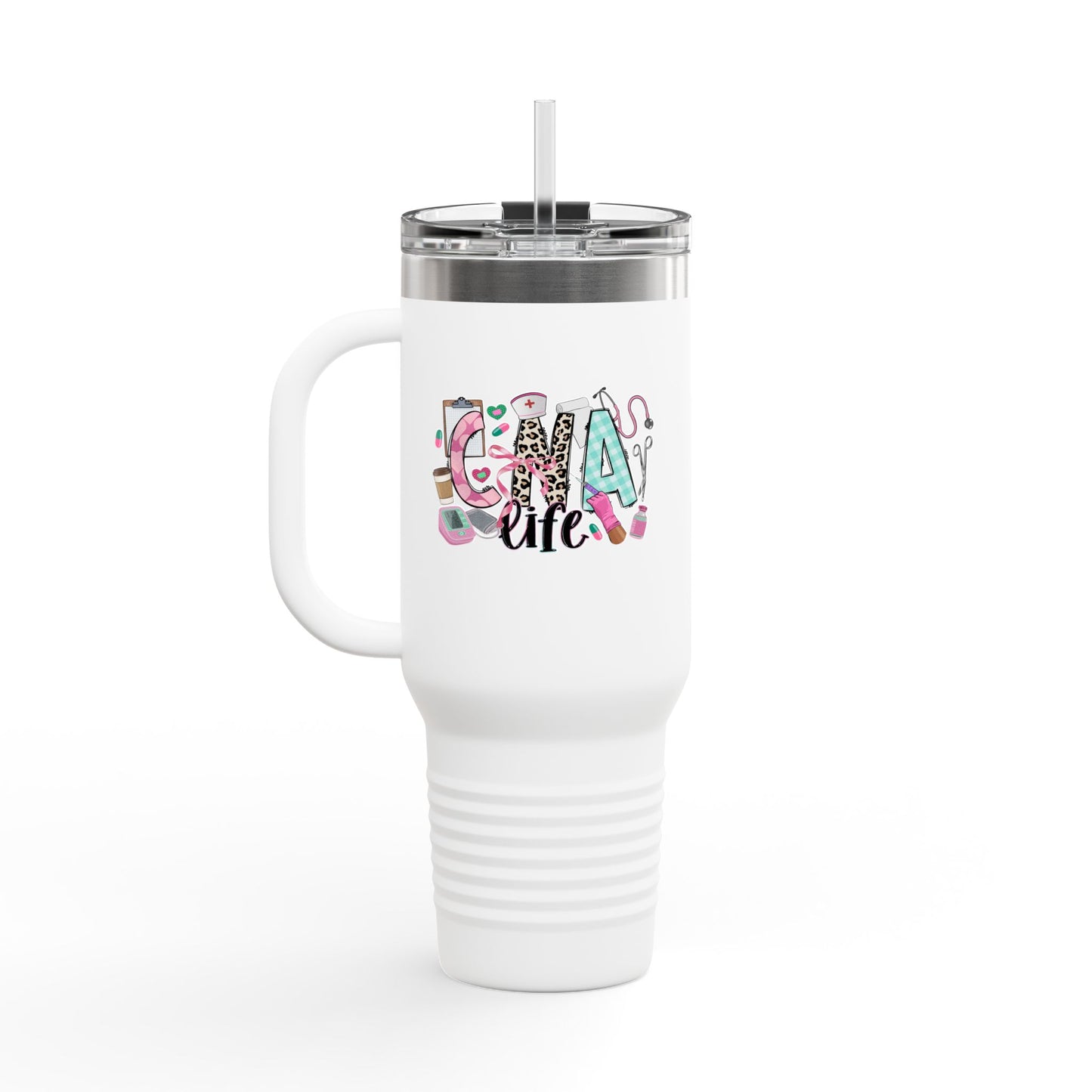 Travel Mug, 40oz 'Glam Life' Design for Medical Professionals, CNA Life