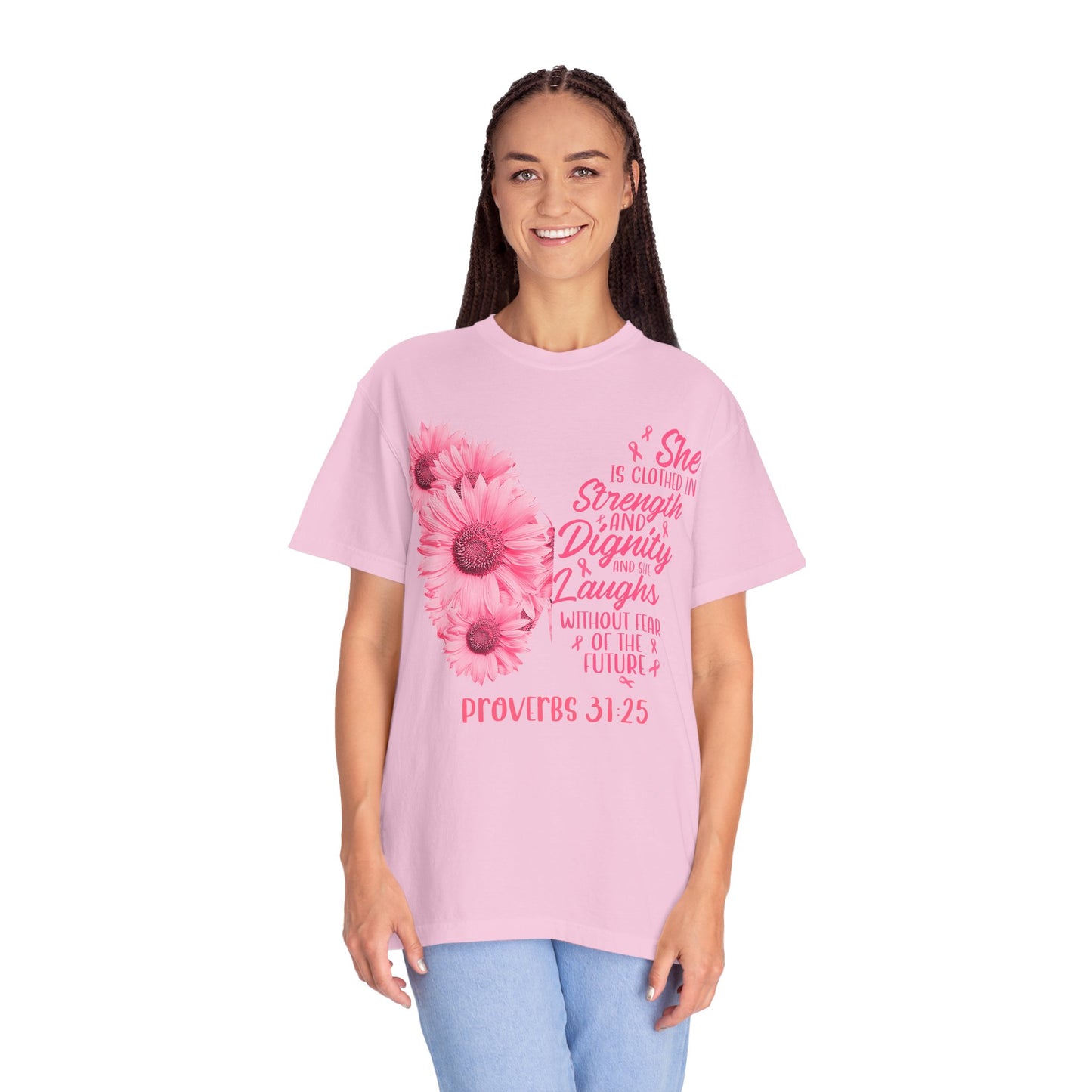 Inspirational Floral T-Shirt | Proverbs 31:25 | Strength & Dignity