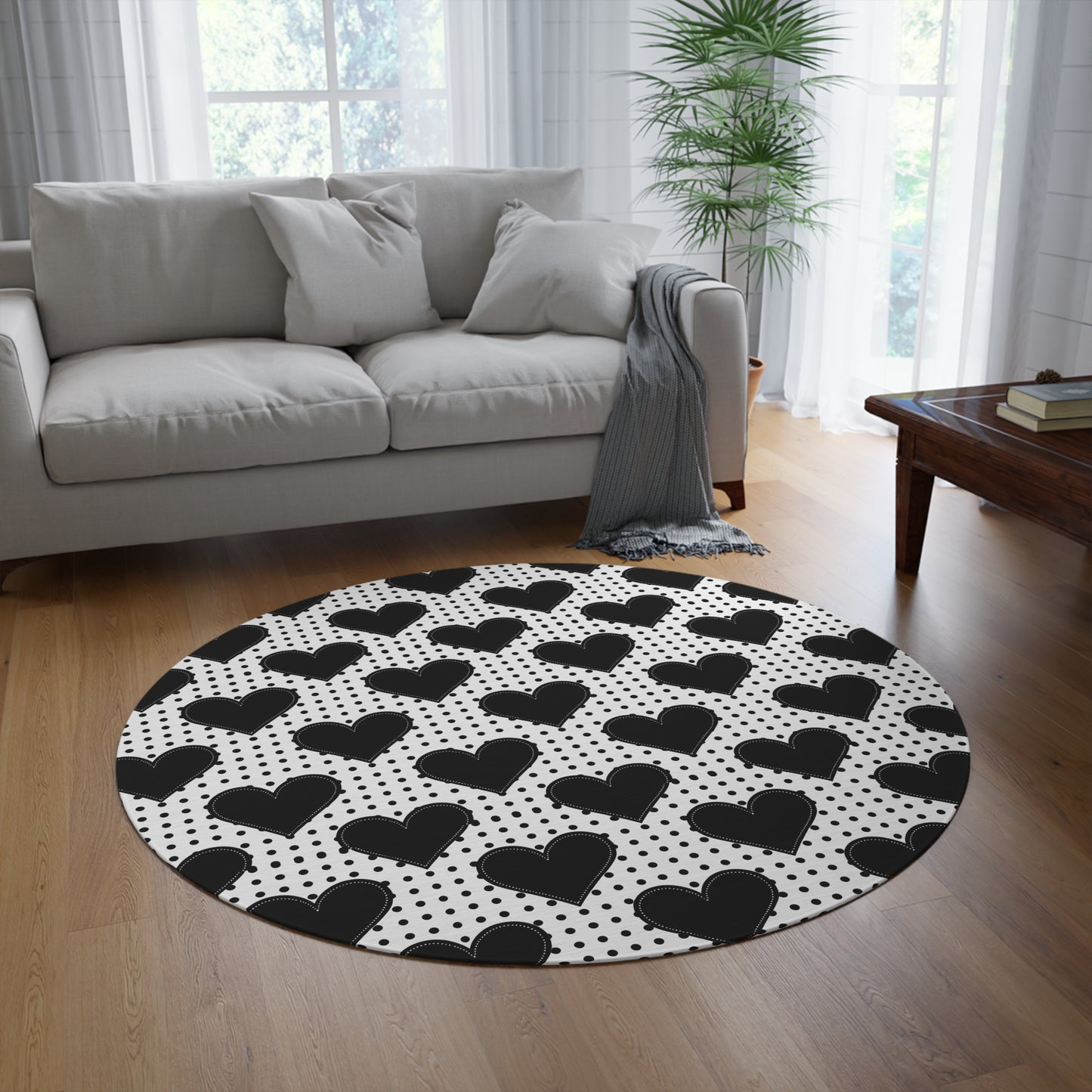 Modern Heart Pattern Round Rug - Stylish Home Decor