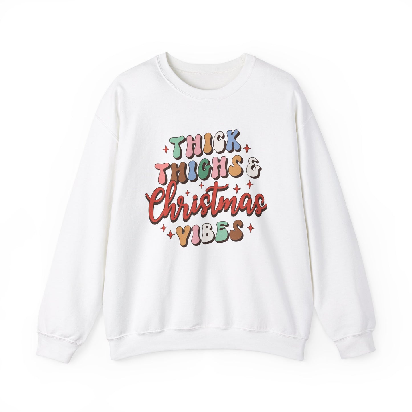 Thick Thighs & Christmas Vibes Sweatshirt, Cozy Holiday Crewneck, Funny Christmas Gift, Unisex Winter Apparel, Cute Christmas