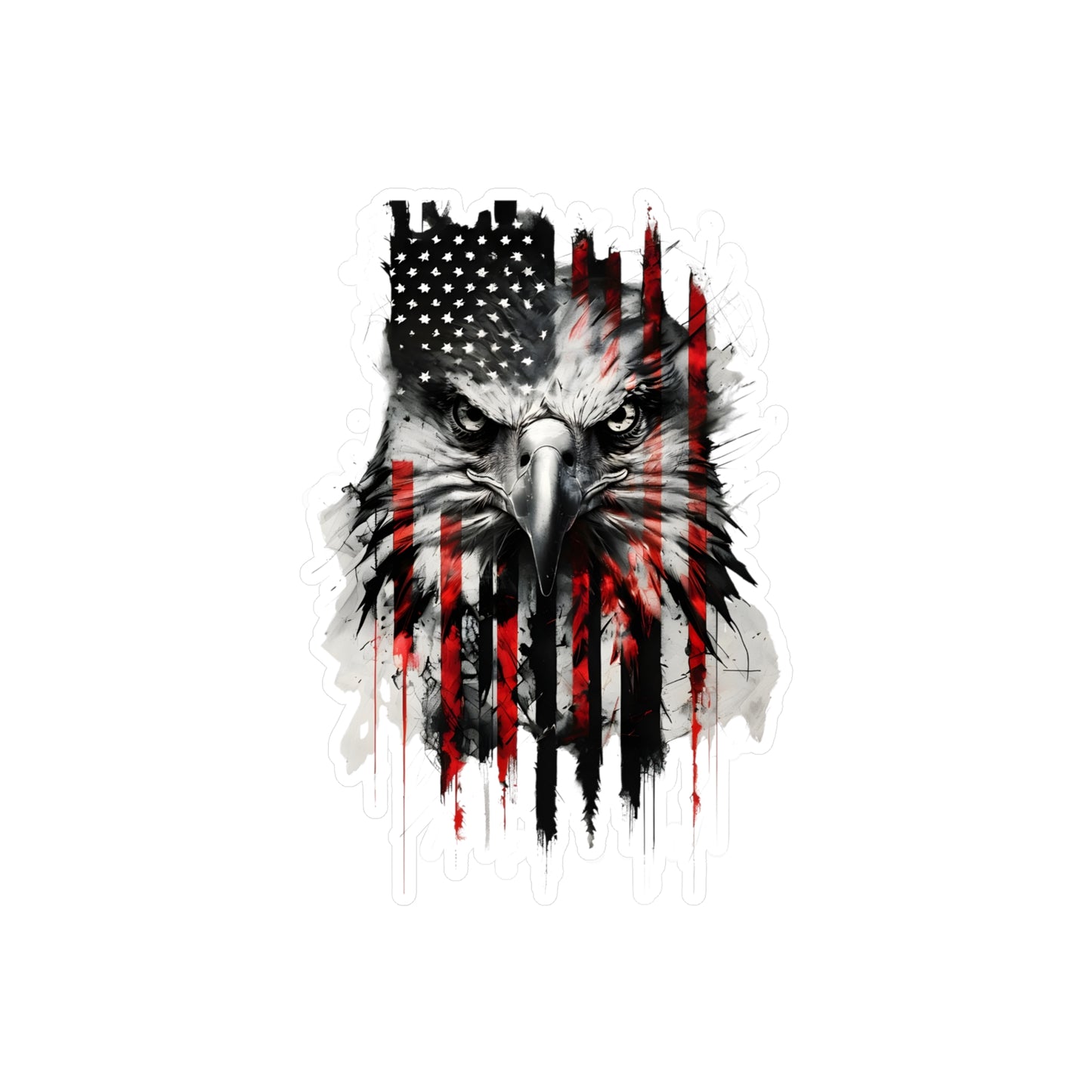 Patriotic Eagle Kiss-Cut Vinyl Decal - Bold American Flag Design