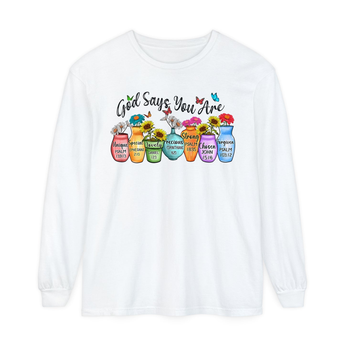 Inspirational Long Sleeve Tee - "God Says You Are" Apparel, Motivational Gift, Faith-Based Shirt, Spring Fashion, Unisex Tee