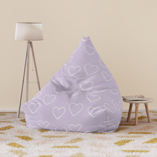 Cozy Heart Print Bean Bag Chair Cover for Relaxation