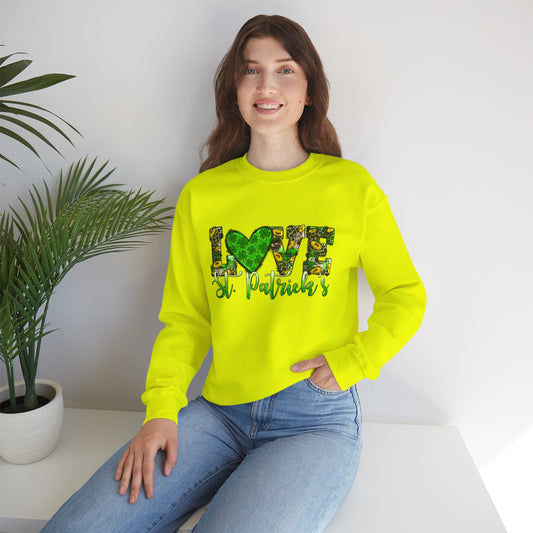 St. Patricks Day Love Sweatshirt, Cozy Crewneck for Celebrations, Unisex Gift, Festive Apparel, Holiday Style, Irish Pride