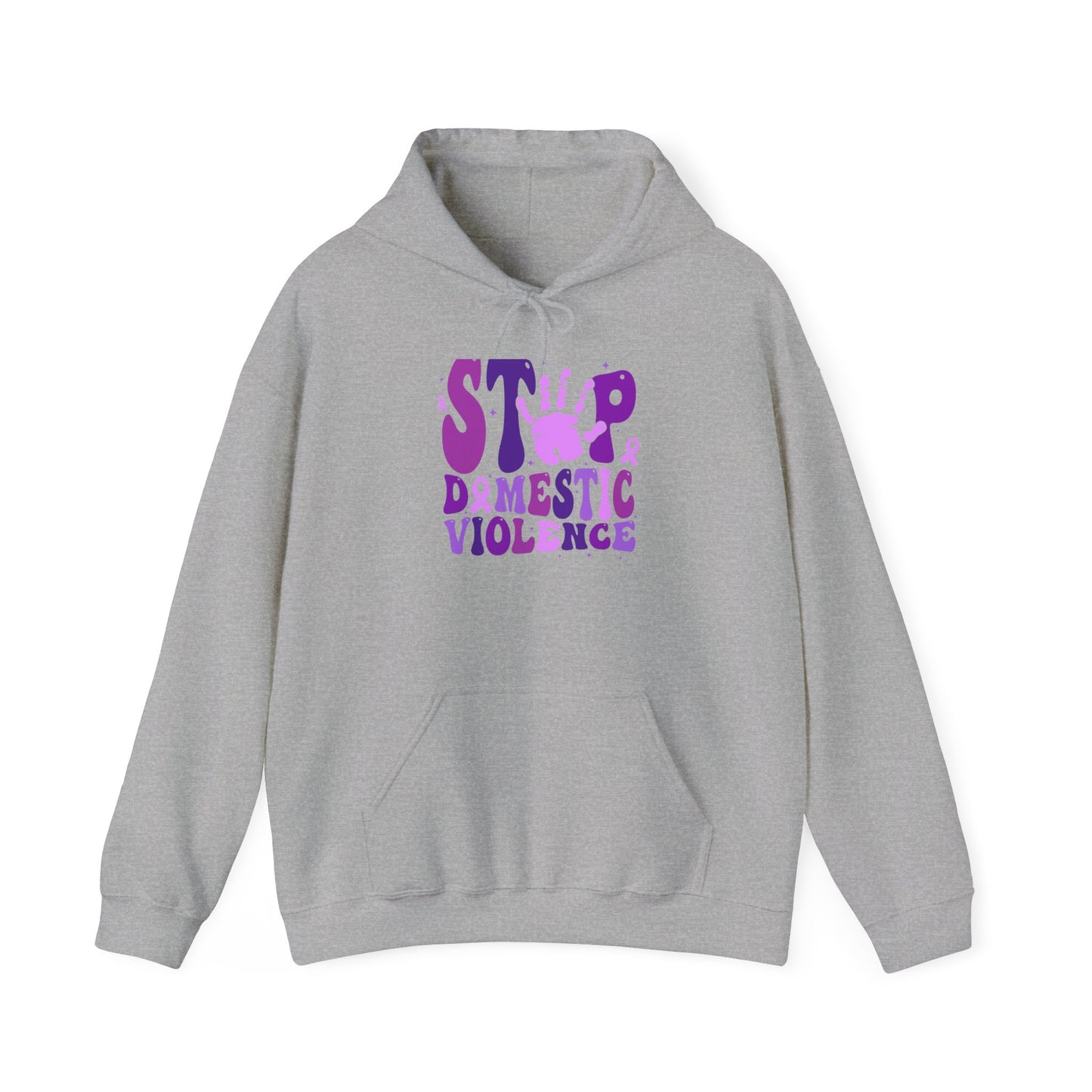 Stop Domestic Violence Hooded Sweatshirt, Unisex Awareness Hoodie, Gift for Activists, Comfort Wear for Support, Charity Sweatshirt, Purple