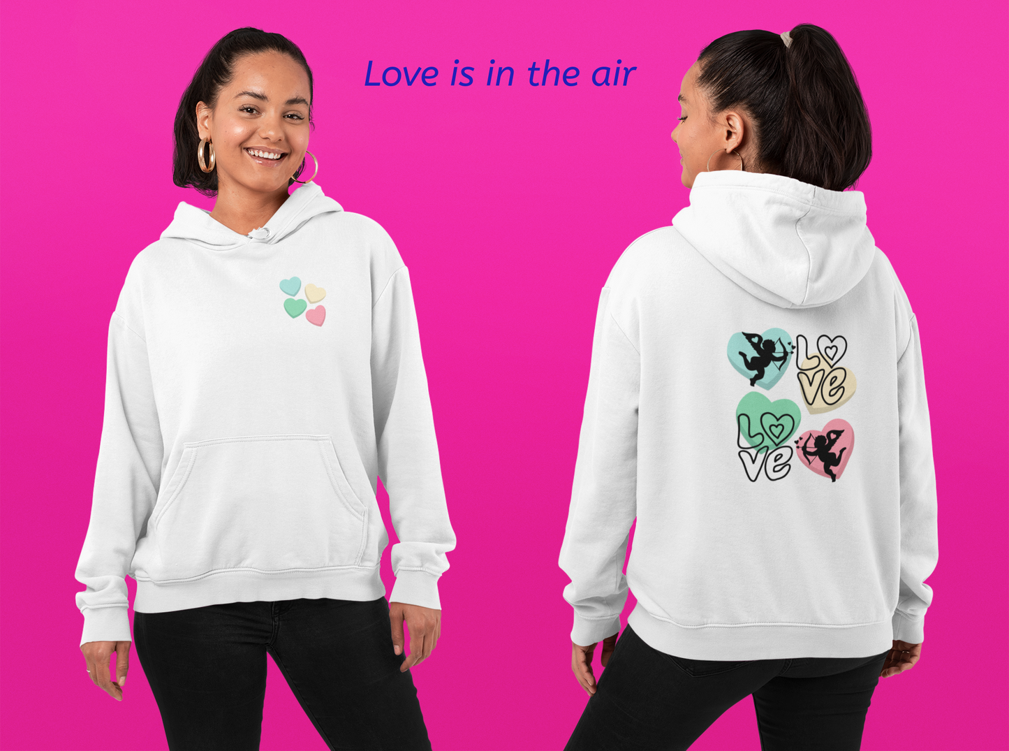 Charming Love Hearts Hoodie, Cozy Unisex Sweatshirt, Perfect Gift for Valentines Day, Relationship Goals, Casual Wear