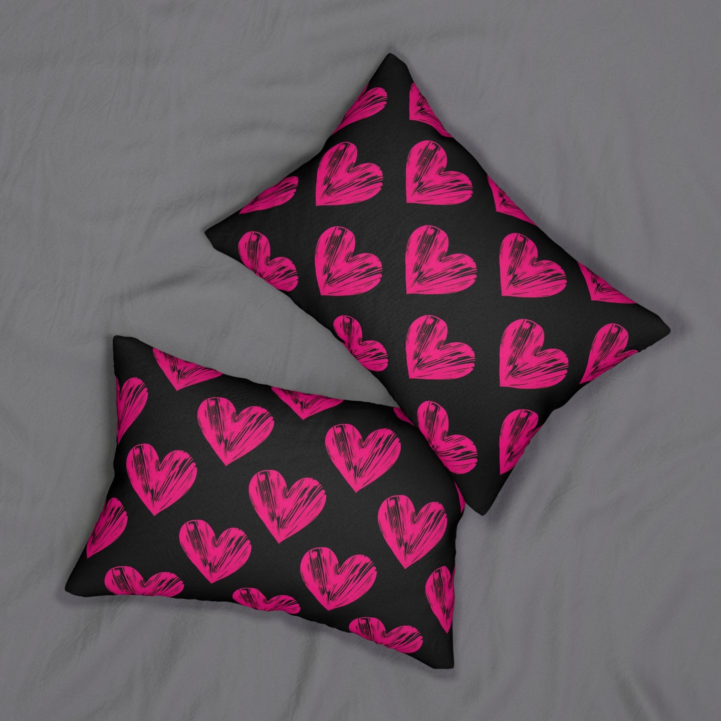 Bold Pink Heart Lumbar Pillow - Stylish Accent for Love-filled Spaces