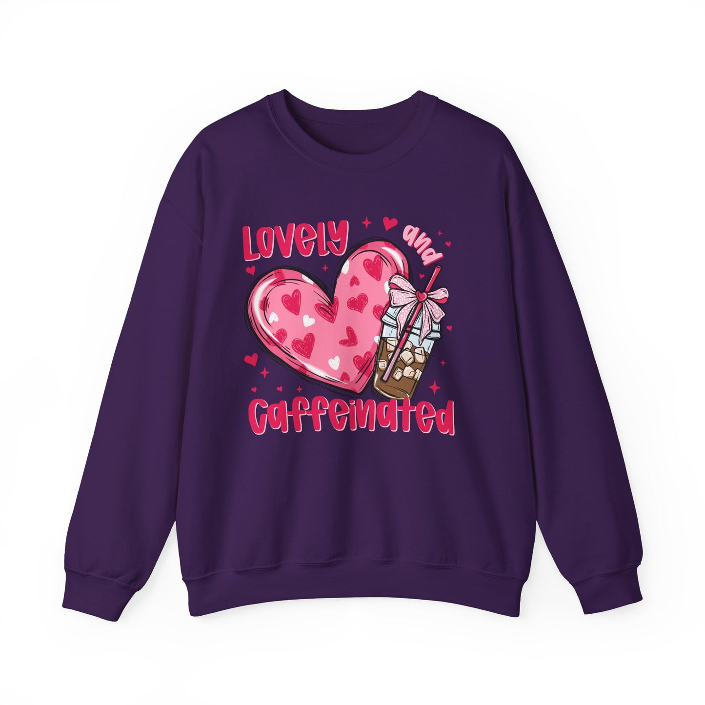 Lovely Caffeinated Heart Sweatshirt, Cozy Coffee Lover Gift, Valentines Day, Cute Her, Comfy Casual Wear, Unisex Pullover, Warm Jumper