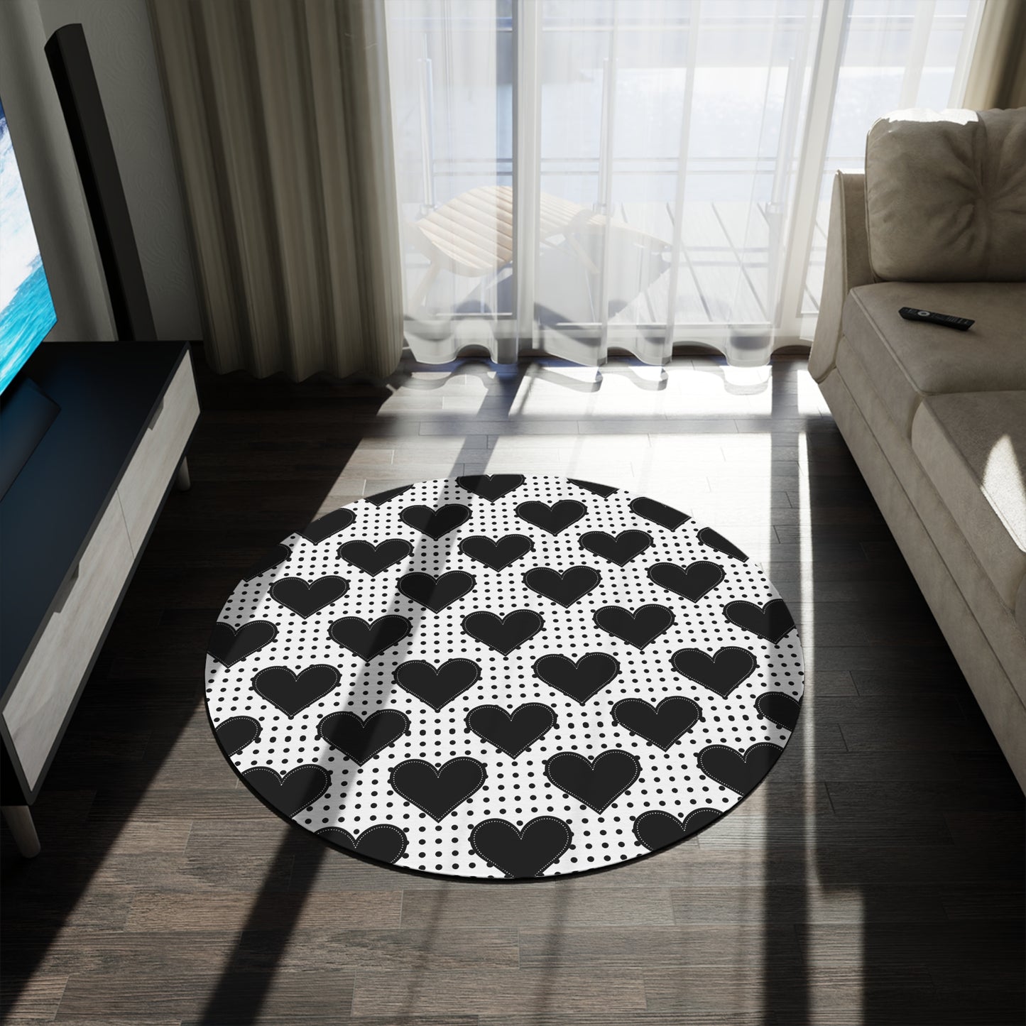 Modern Heart Pattern Round Rug - Stylish Home Decor