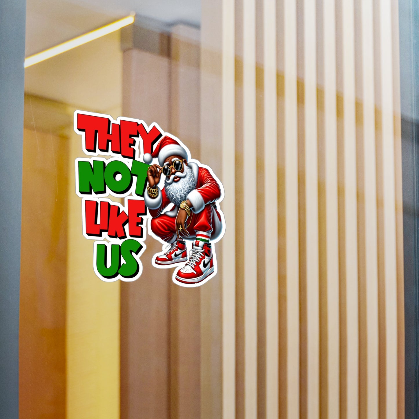 Festive Santa Vinyl Decals - "They Not Like Us" Stickers for Holiday Decor