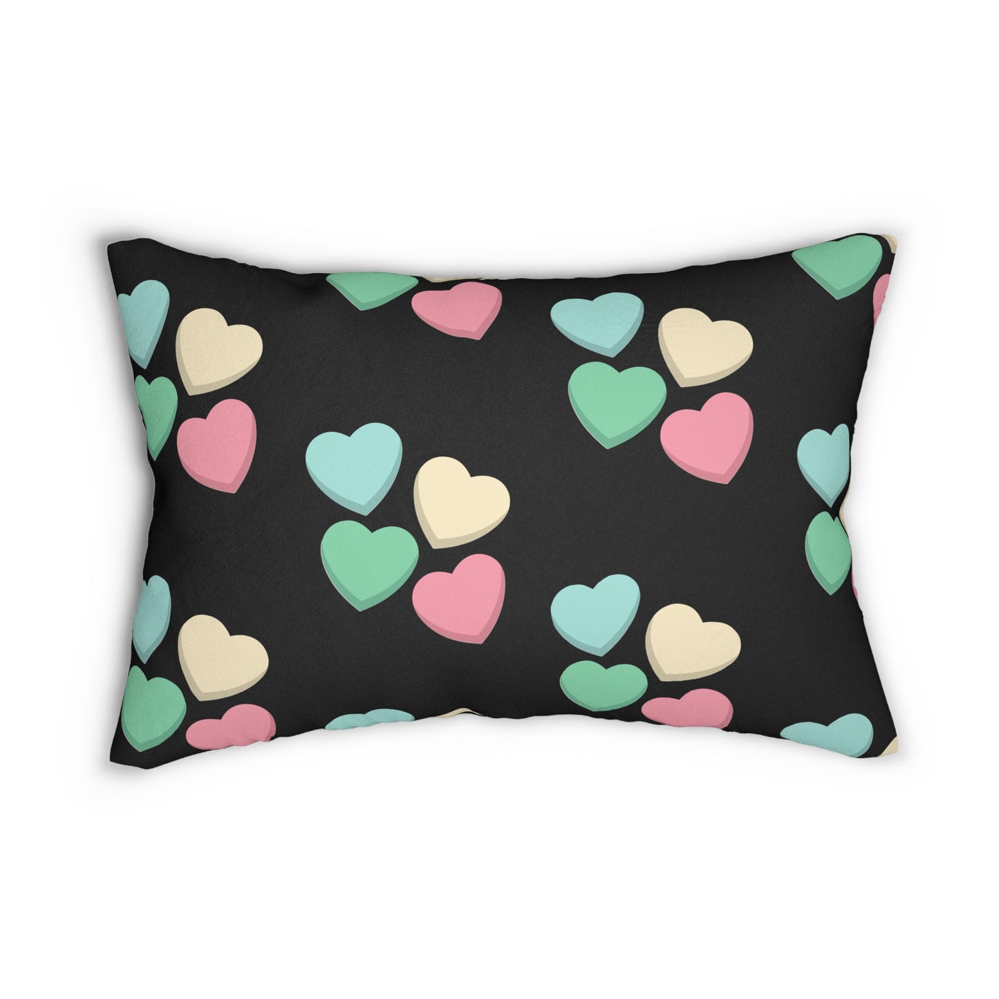 Colorful Heart Pattern Lumbar Pillow, Cute Home Decor, Valentine's Gift, Cozy Accent Pillows, Bedroom, Living Room