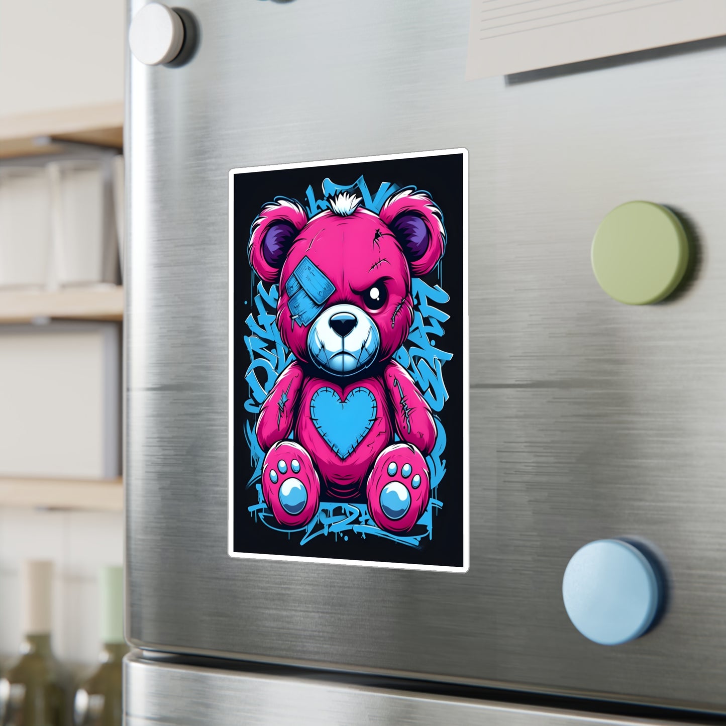 Cute Bear Kiss-Cut Vinyl Decal - Fun and Colorful Sticker for Kids' Rooms