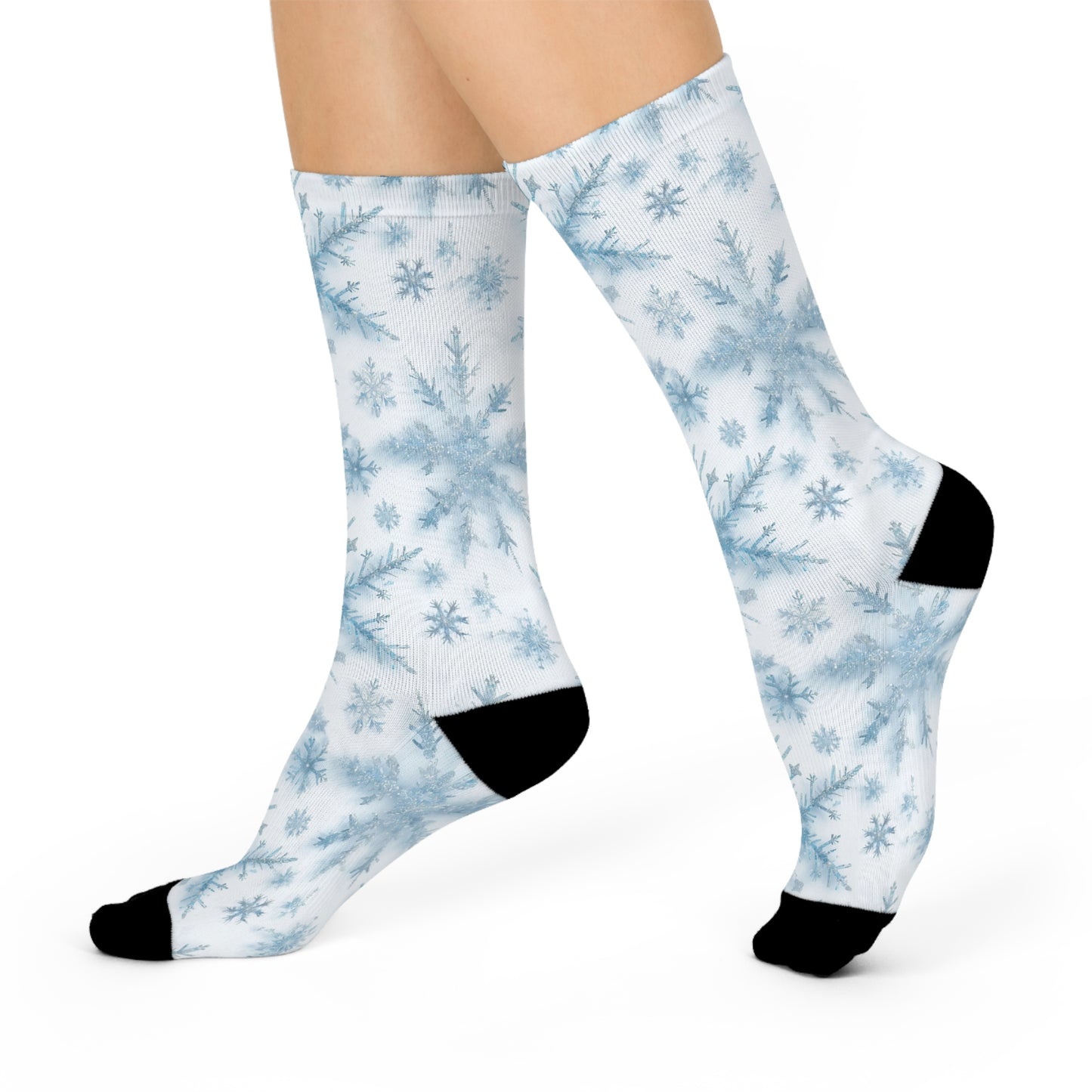 Winter Wonderland Cushioned Crew Socks | Cozy Snowflake Design | Perfect for Winter, Holidays, Gift Ideas, Fashion, Everyday Wear