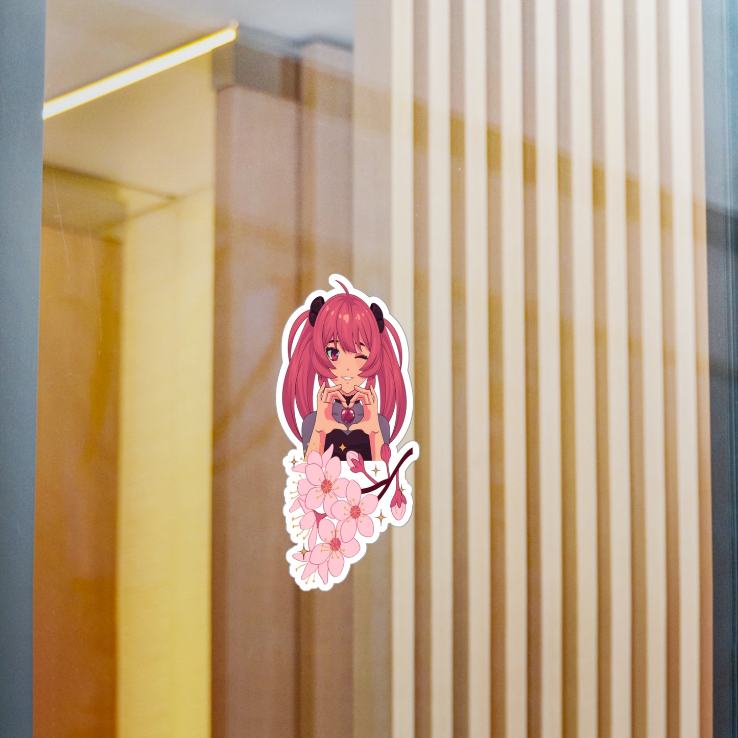 Cute Anime Girl Kiss-Cut Vinyl Decal - Aesthetic Wall Sticker for Personalization