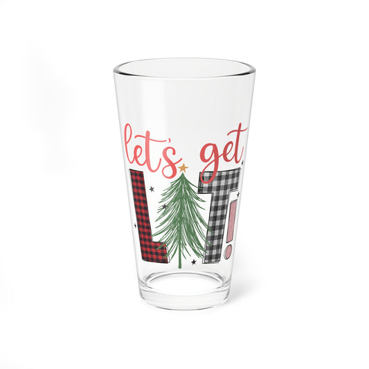 Festive Mixing Glass | Let's Get Lit Barware, Christmas Party Drinkware, Holiday Gift 16oz