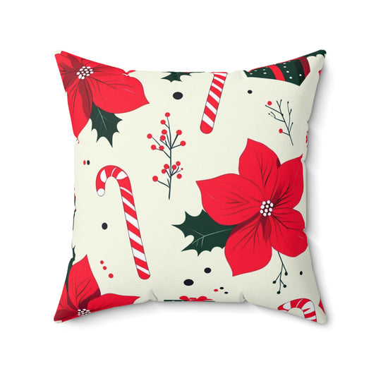 Festive Holiday Pillow - Christmas Floral Accent Cushion for Living Room, Gift for Home Decor, Cozy Winter Vibes