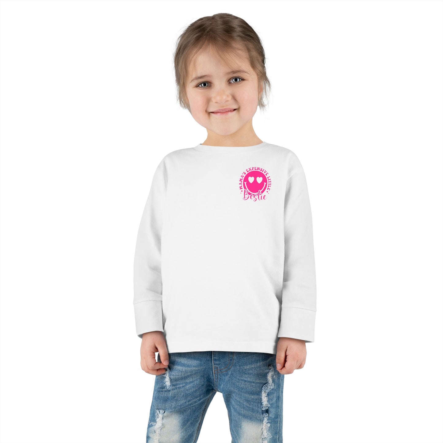 Trendy Kids Shirt, Mama's Expensive Little Bestie Toddler Long Sleeve Tee, Perfect for Birthdays, Playdates, Funny Gift for Toddlers, Kids