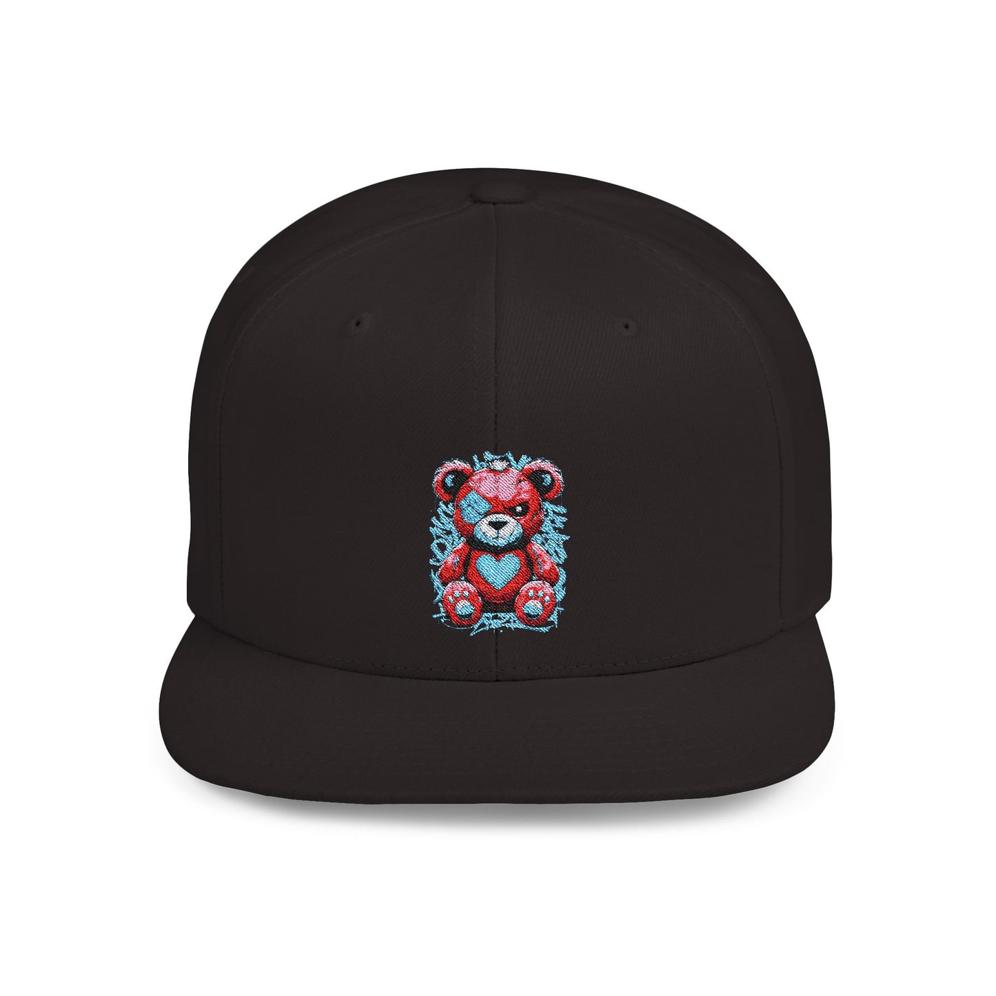 Cute Teddy Bear Flat Bill Snapback Hat - Fun and Trendy Cap for Kids and Adults