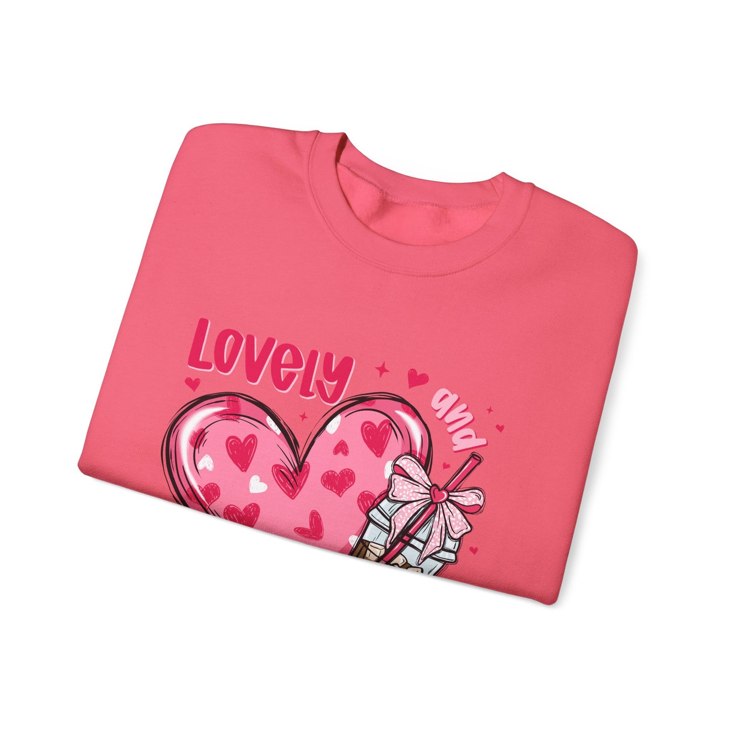 Lovely Caffeinated Unisex Crewneck Sweatshirt - Cozy Heart Design