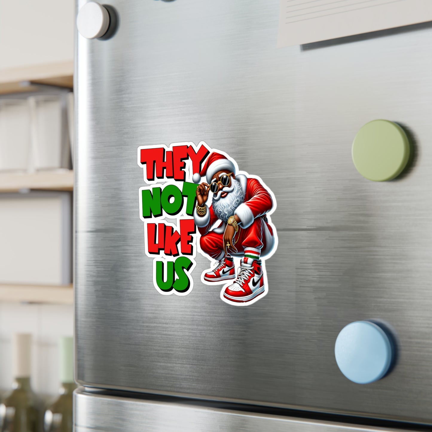 Festive Santa Vinyl Decals - "They Not Like Us" Stickers for Holiday Decor