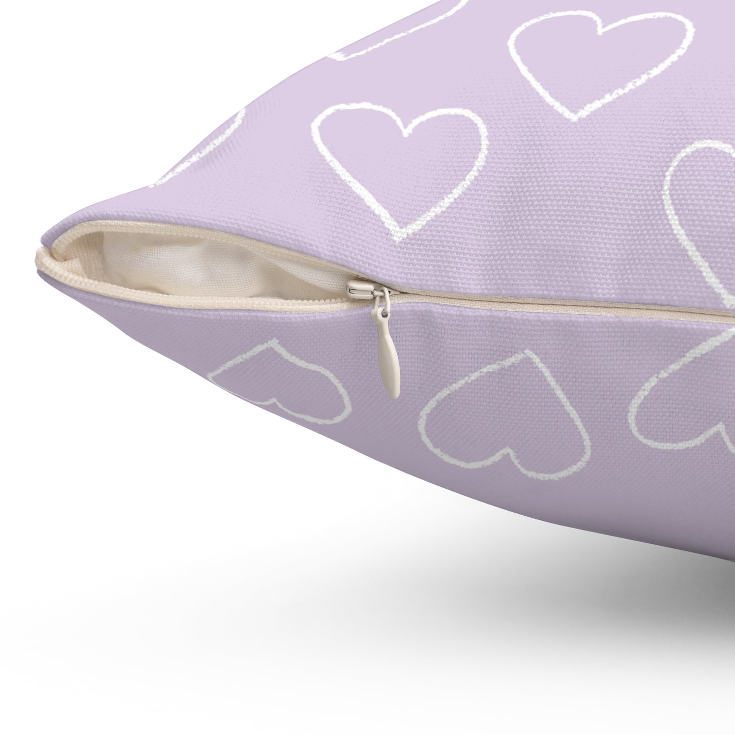 Purple Heart Design Spun Polyester Square Pillow - Kids Pillow, Her Gift, Room Pillow, Heart Design