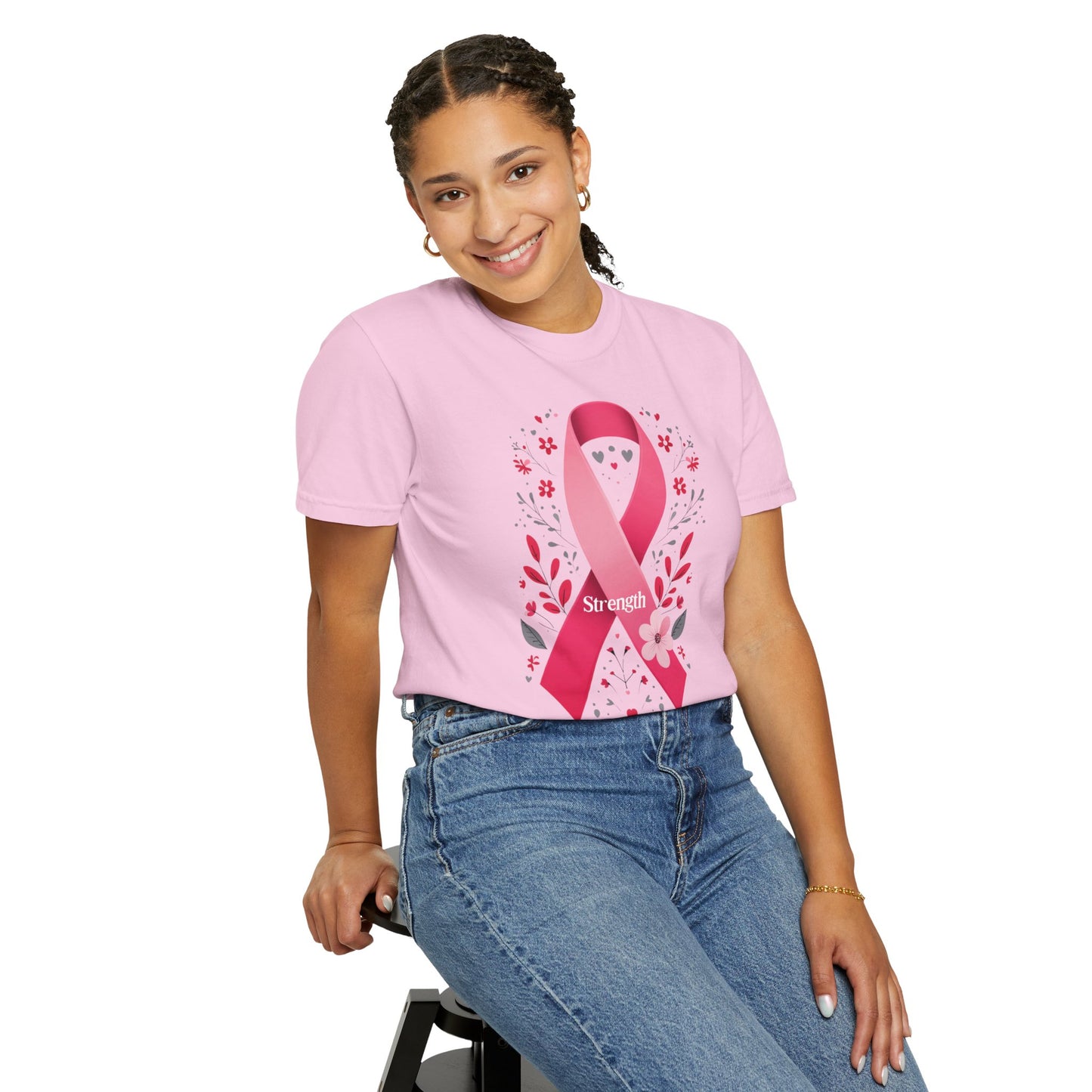 Strength Awareness Unisex T-Shirt, Pink Ribbon Support Tee, Cute Cancer Awareness Shirt, Gift for Her, Thoughtful Donation Shirt