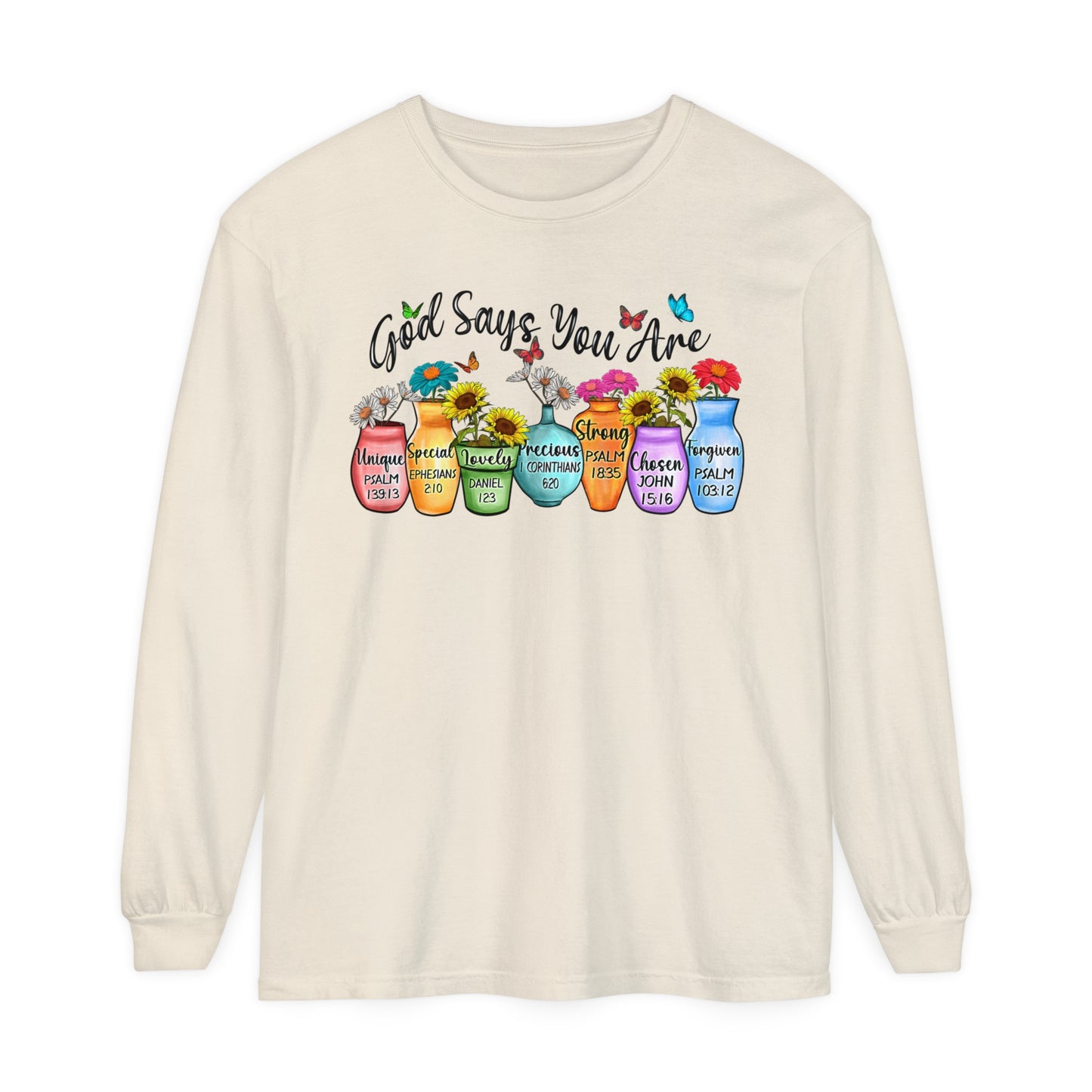 Inspirational Long Sleeve Tee - "God Says You Are" Apparel, Motivational Gift, Faith-Based Shirt, Spring Fashion, Unisex Tee