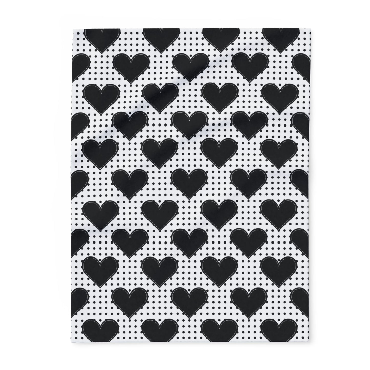 Cozy Black Heart Pattern Fleece Blanket - Soft, Warm & Stylish for Home Decor